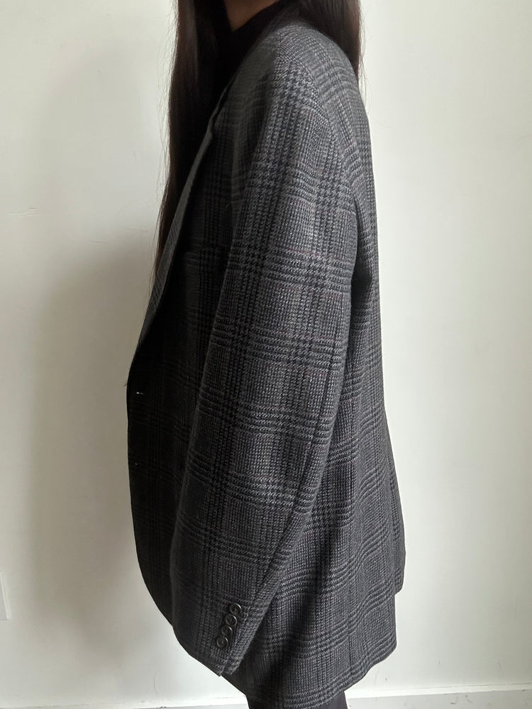 Vintage Ralph Lauren Grey Plaid Blazer Size Large