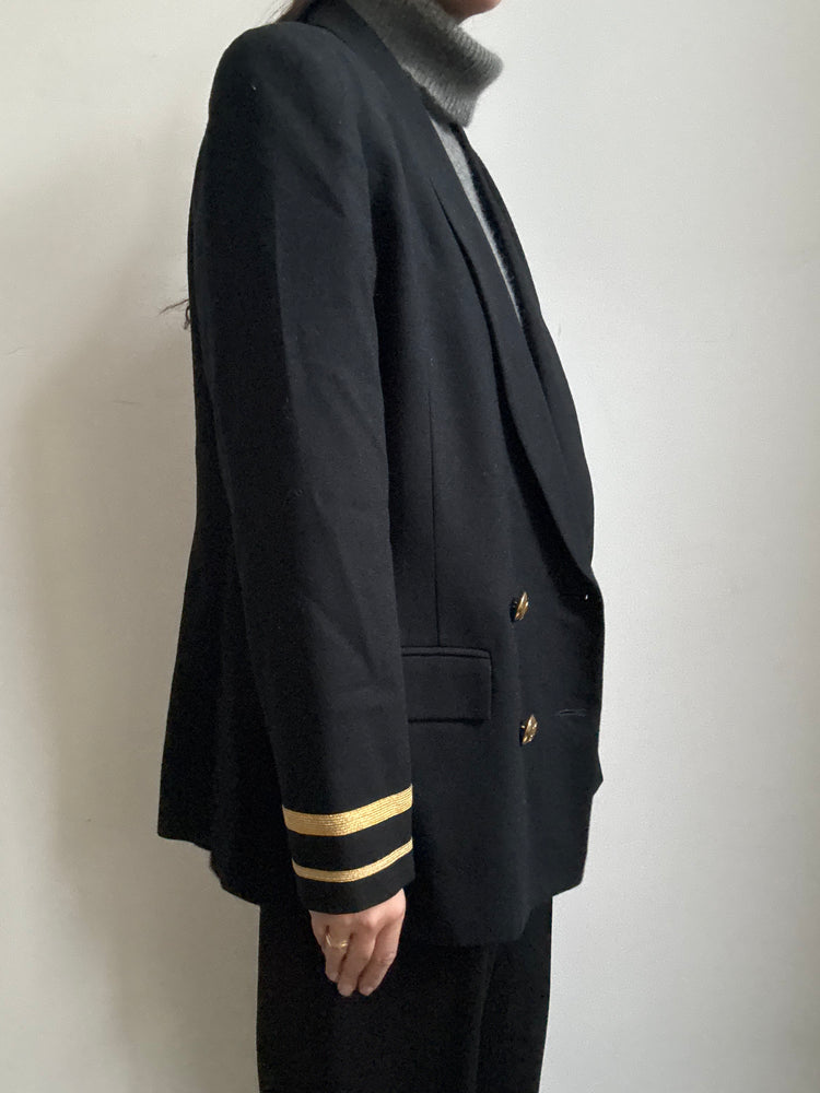 Vintage Military Wool Jacket + Metal Gold Buttons Size 4-6