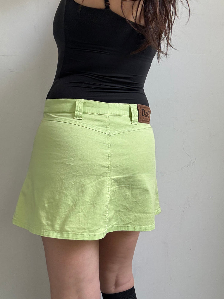 Vintage Dolce & Gabanna Lime Green Denim Skirt Size Medium