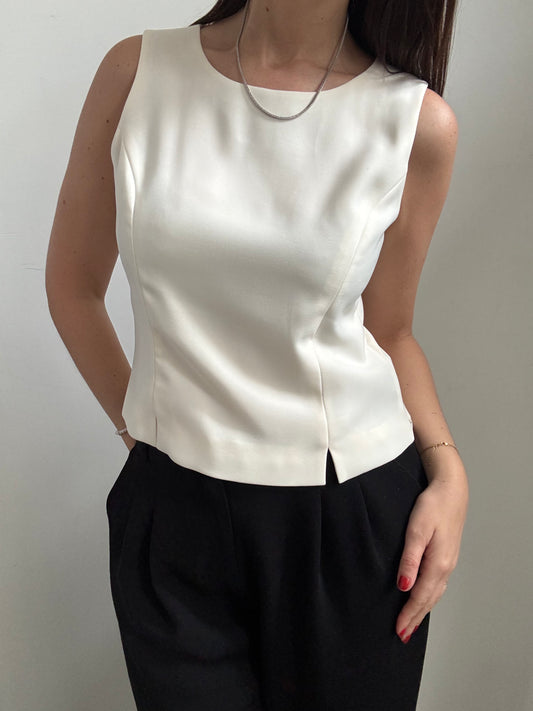 Vintage Ivory Strapless Blouse Size Medium