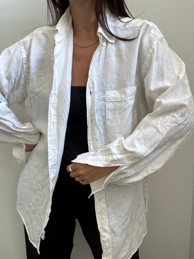 Vintage Linen Flax Blend Button-Down Size Large