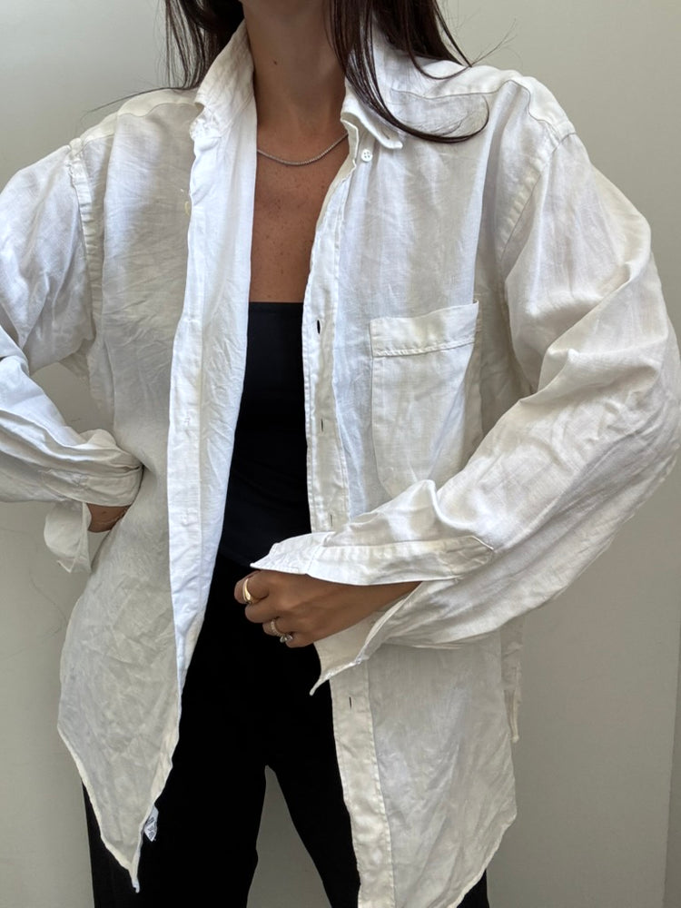Vintage Linen Flax Blend Button-Down Size Large