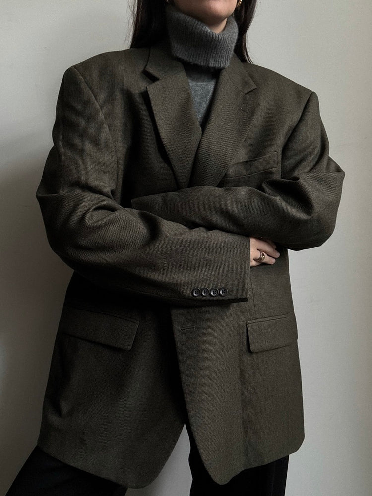 Vintage Oscar De La Renta Olive Green Blazer Size Extra Large