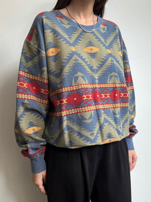 Vintage Polo Ralph Lauren Western Printed Ski Sweater Size Medium