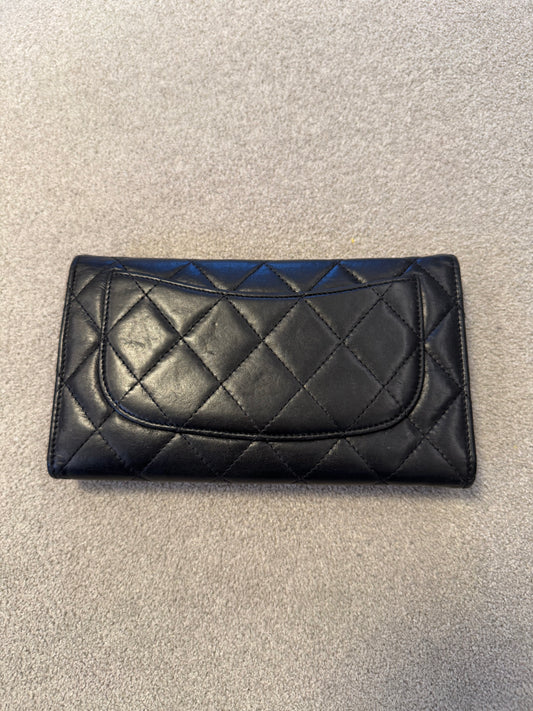 Vintage Chanel Black Quilted Lambskin Flap Wallet