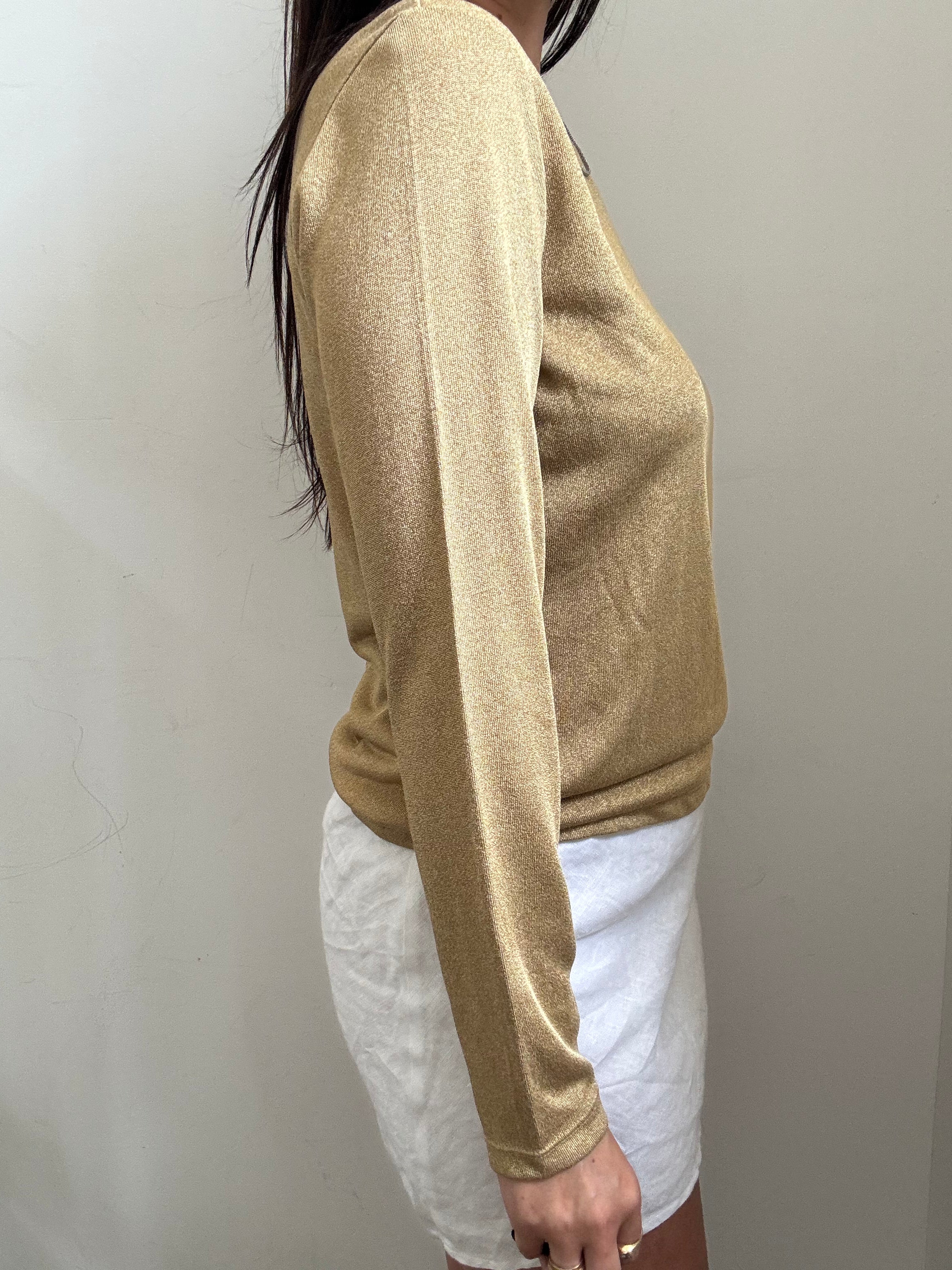 Vintage Ralph Lauren Gold Long Sleeve Top Size Large