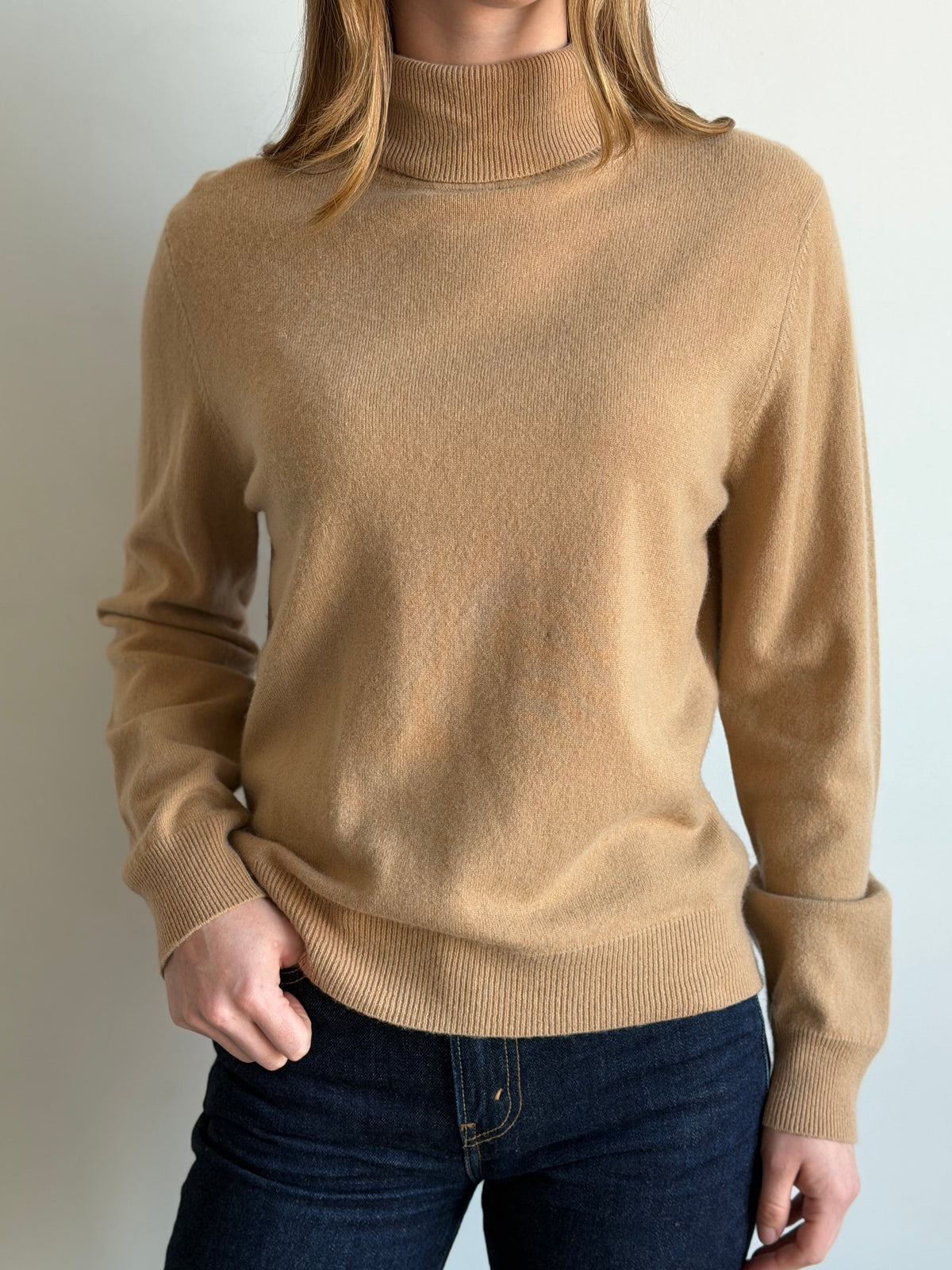 Vintage Beige Cashmere Turtleneck Knit Size Medium
