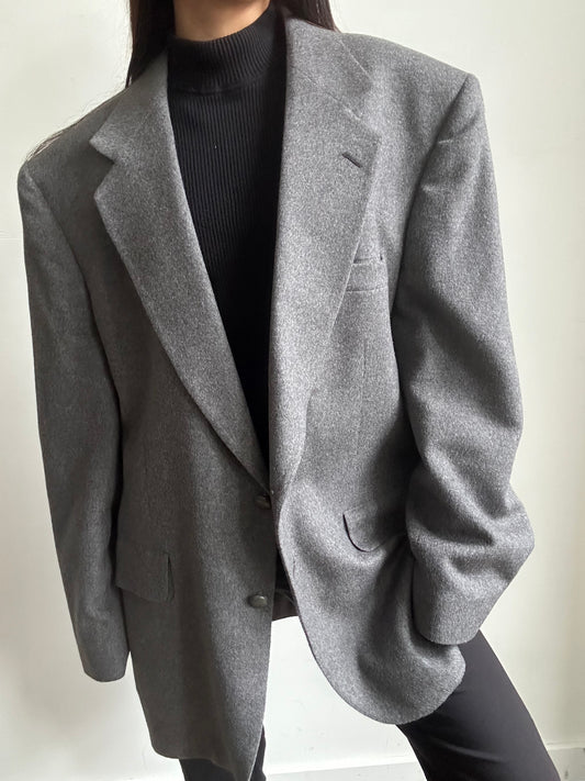 Vintage Dark Grey Pure Camel Hair Blazer Size Large