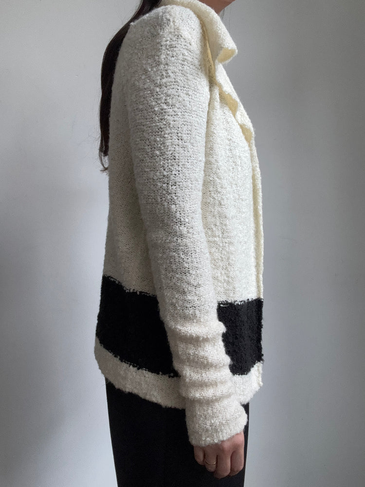Vintage RL White Cardi w/ Black Stripe Size S/M