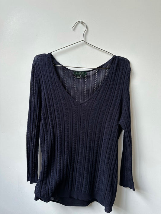 Vintage Navy Ralph Lauren Light Knit Sweater Size Large