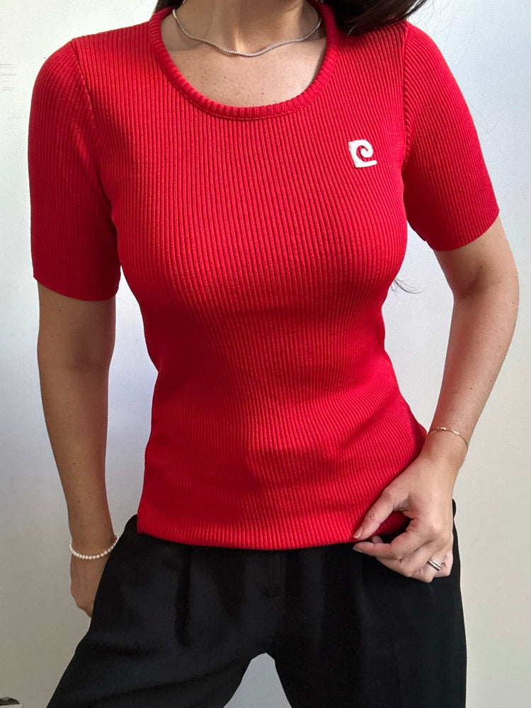 Vintage Pierre Cardin Red Knit Top Size Small