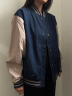 Vintage Denim Varsity Jacket Size Large