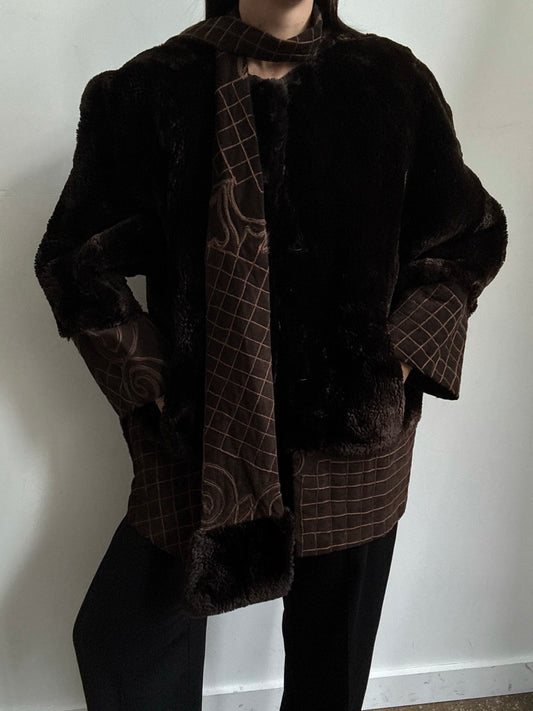 Vintage Brown Beaver + Suede Trim Jacket