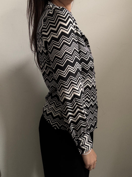 Vintage Black & White Zig Zag Missoni Top Size XS