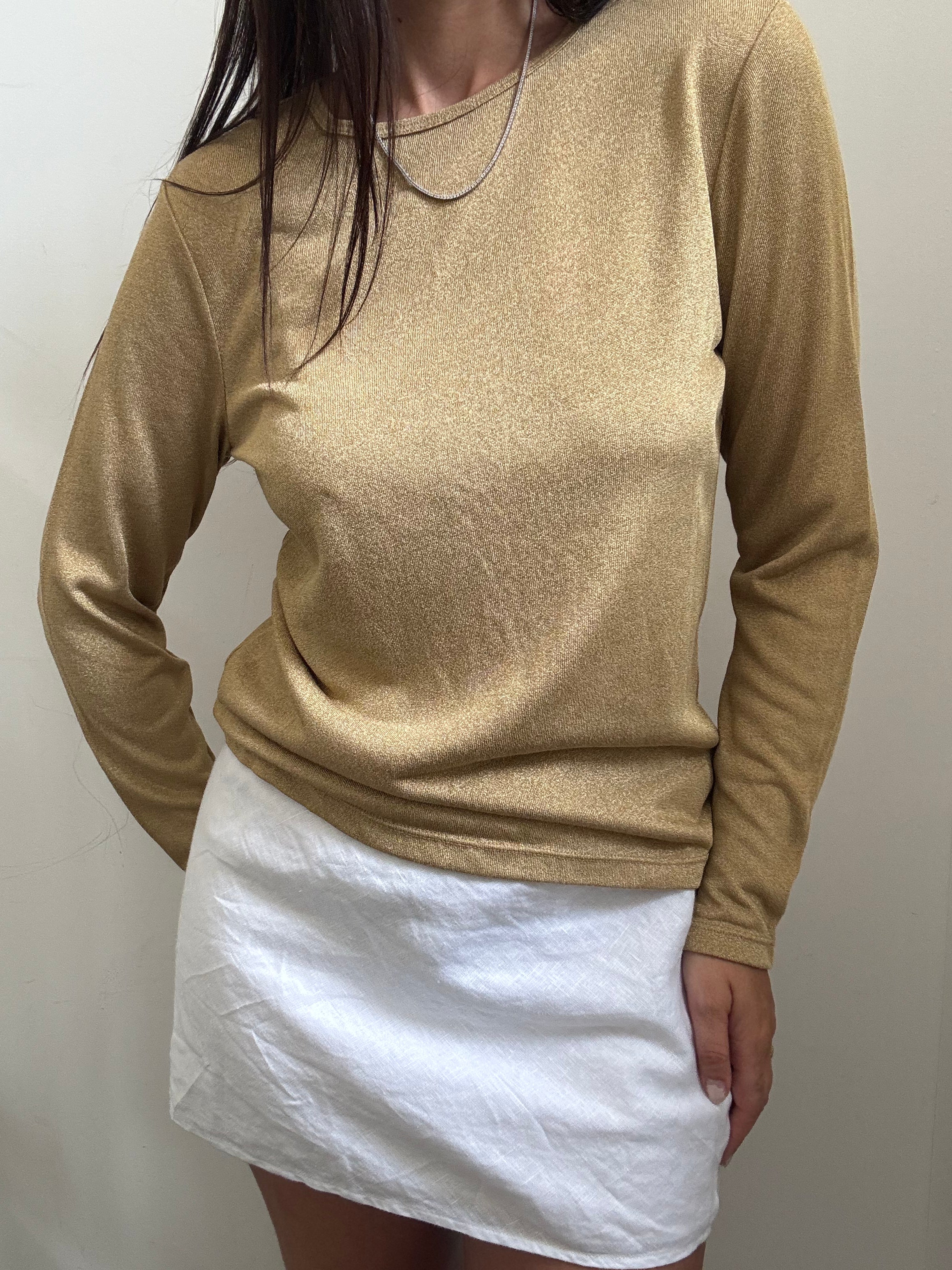 Vintage Ralph Lauren Gold Long Sleeve Top Size Large