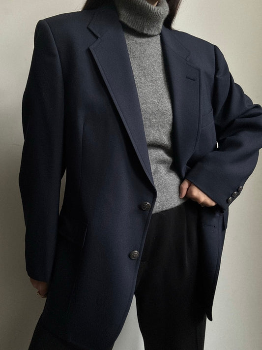 Vintage Navy Structured Mens Blazer Size Large