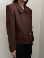 Vintage Brown Wool Blazer With Gold Details Size Medium