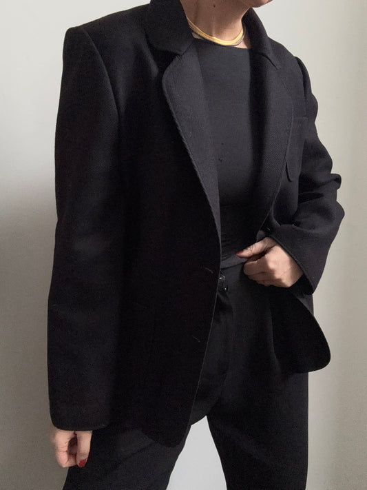 Vintage Navy Wool Blazer w/ Blazer Trim Size Large