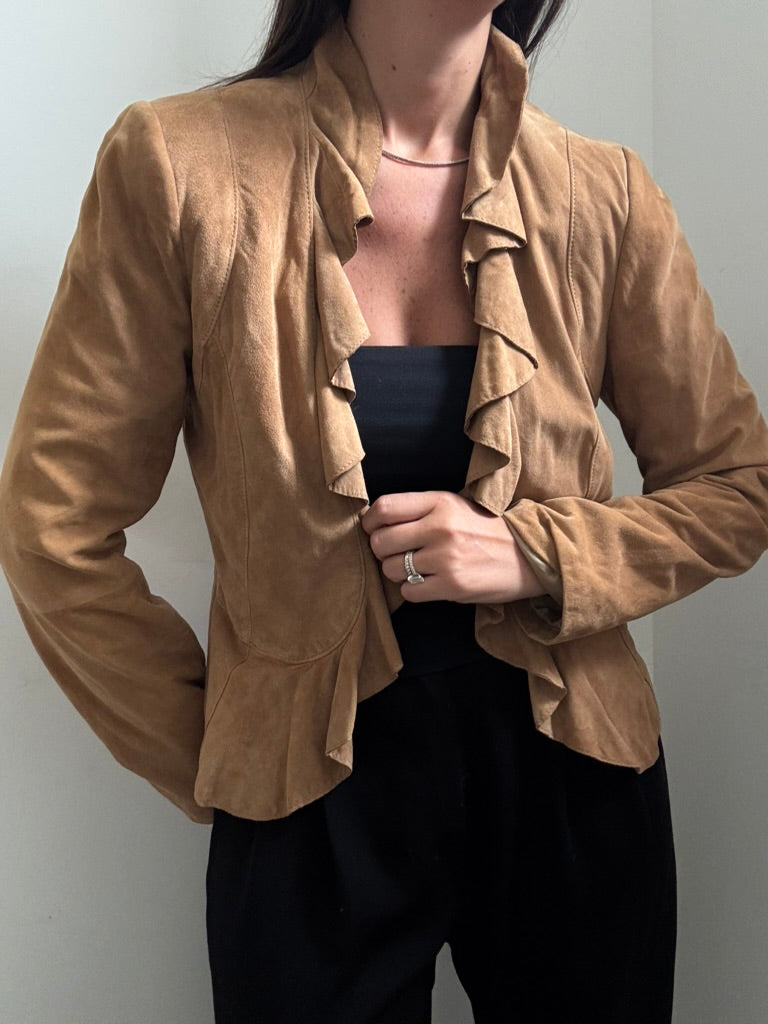Vintage Suede Ruffle Jacket Size Medium