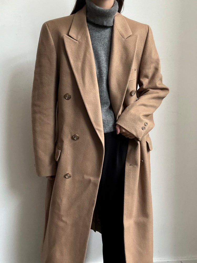 Vintage Tan Pierre Cardin Wool Coat Size Large
