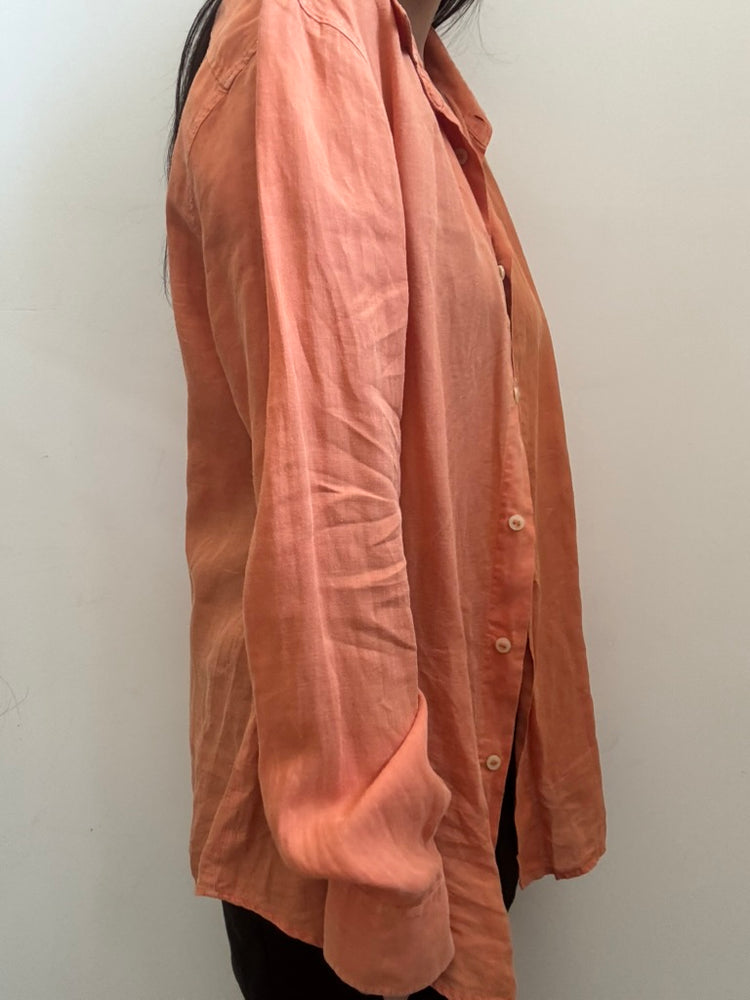 Orange Bamboo Button Down Top Size XL