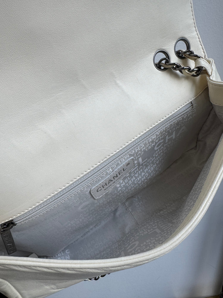 Chanel 2006 Black + White Lambskin Chocolate Bar Chain Flap Bag