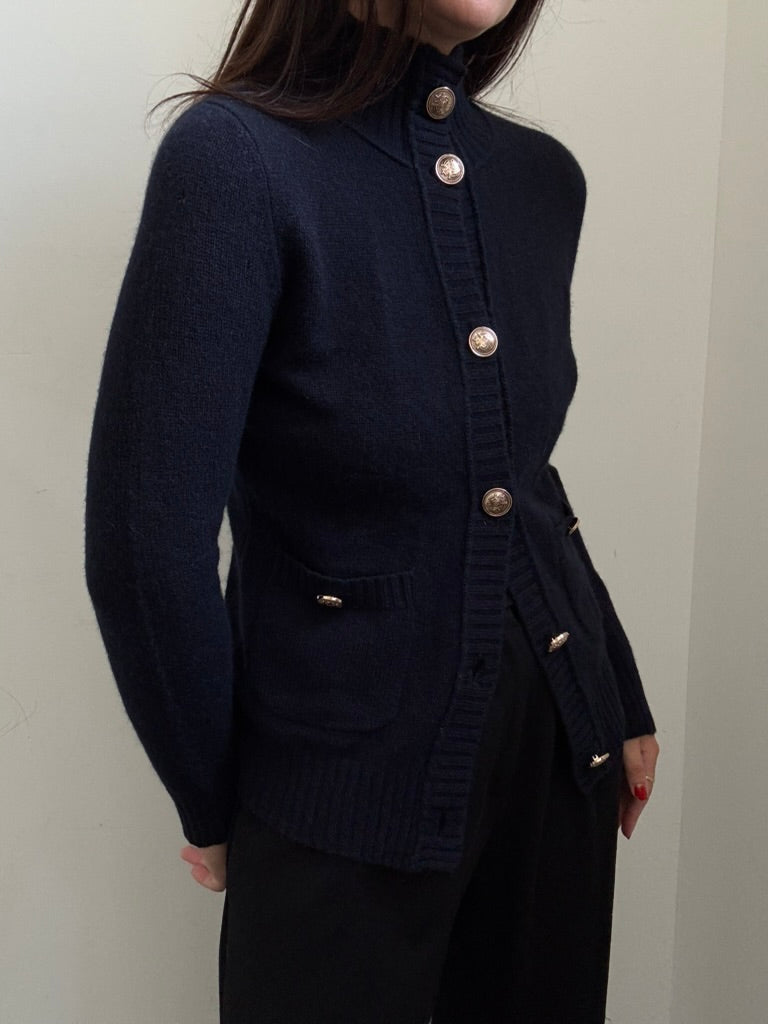 Vintage Bloomingdale's Cashmere Navy Cardigan Size XS