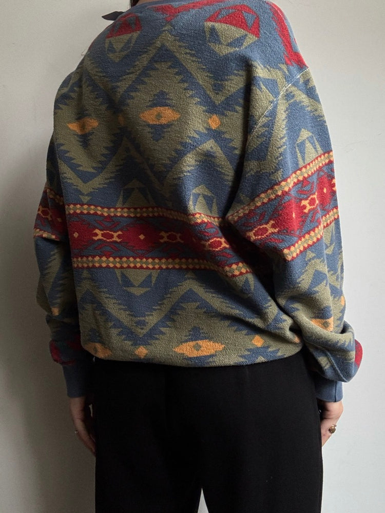 Vintage Polo Ralph Lauren Western Printed Ski Sweater Size Medium