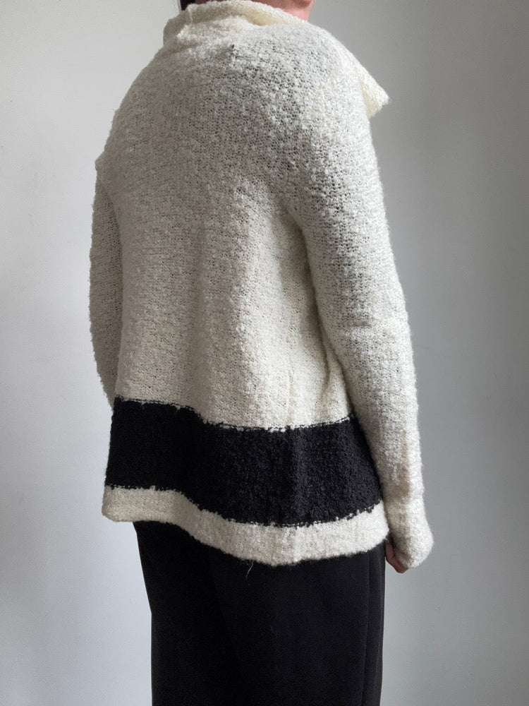Vintage RL White Cardi w/ Black Stripe Size S/M