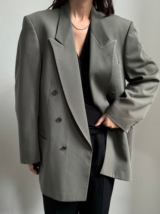 Vintage Pierre Cardin Gray Double-Breasted Blazer Size XL