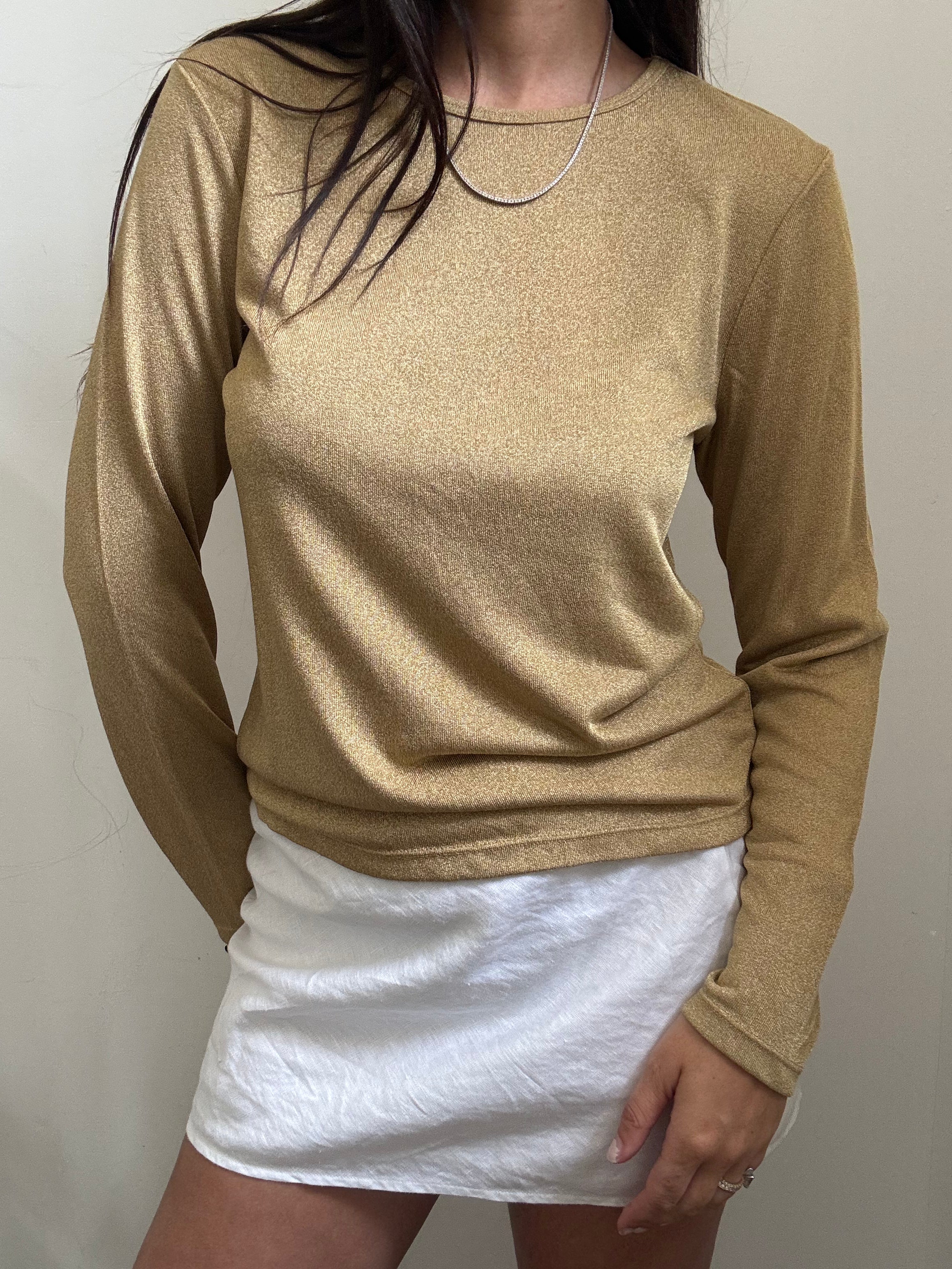 Vintage Ralph Lauren Gold Long Sleeve Top Size Large