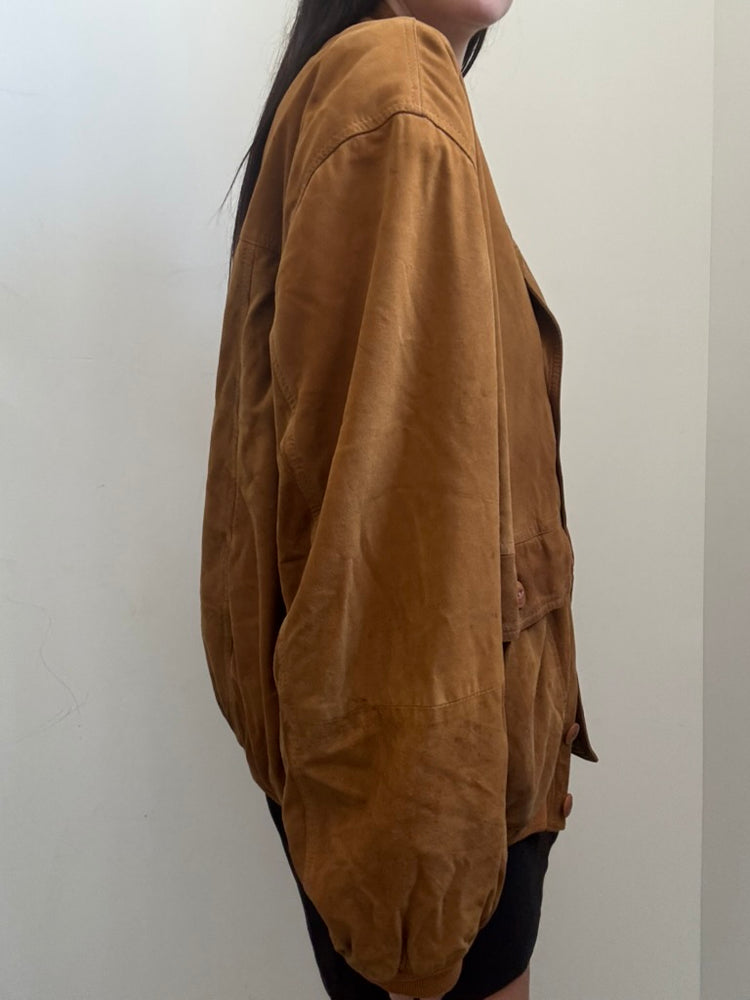 Vintage Brown Italian Suede Bomber Size Medium