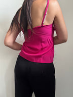 Vintage Pink Silk Bow Tank Top Size Small