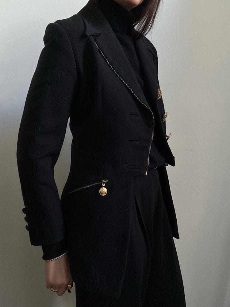 Vintage Verigo Paris Wool Black Zipped Jacket Size Small