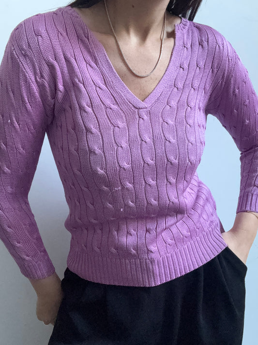 Vintage Ralph Lauren Pink Cable Knit Sweater Size S