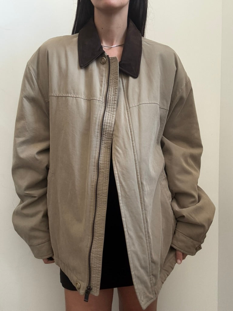 Vintage Tan Bomber Jacket Size XL