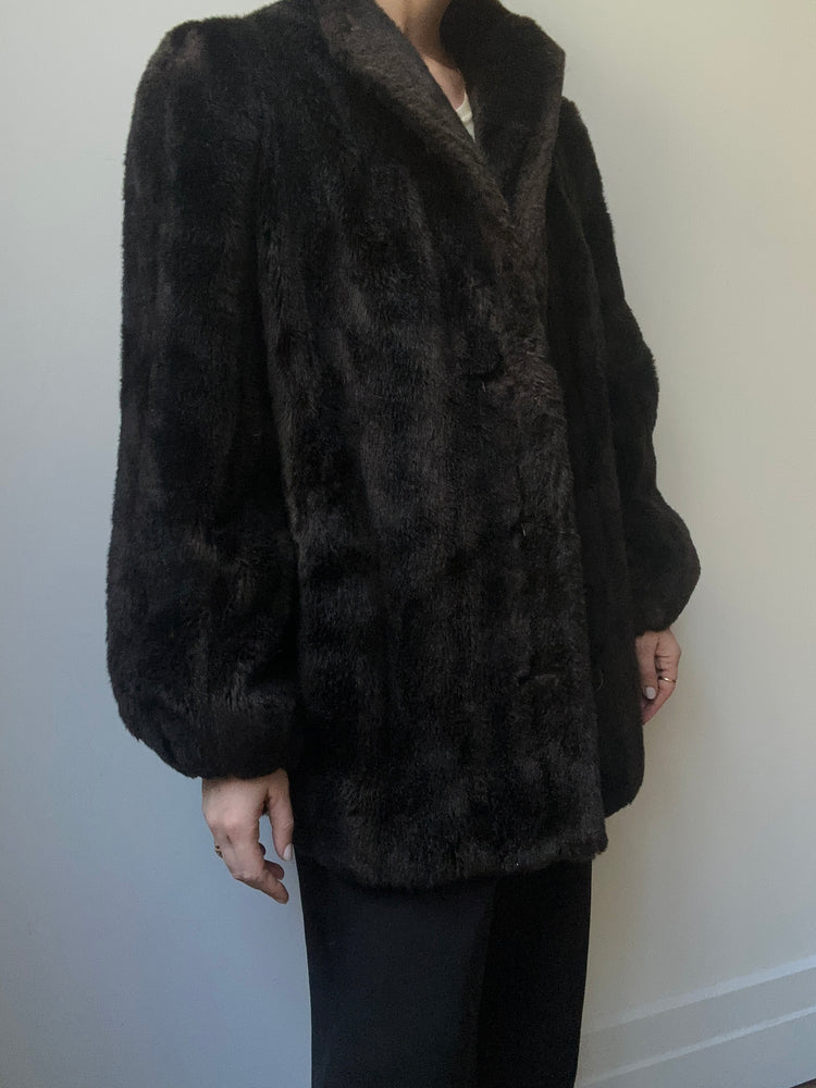 Vintage Brown Faux Fur Jacket Medium