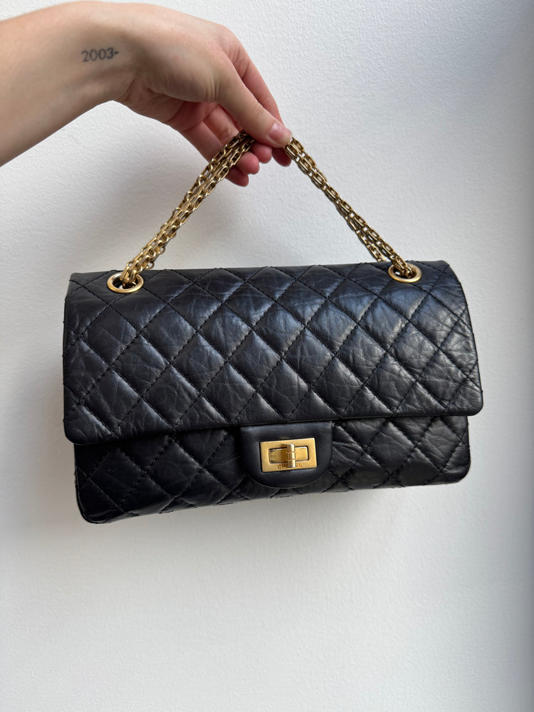 Chanel Black Quilted Calfskin Leather Reissue 225 Flap Bag