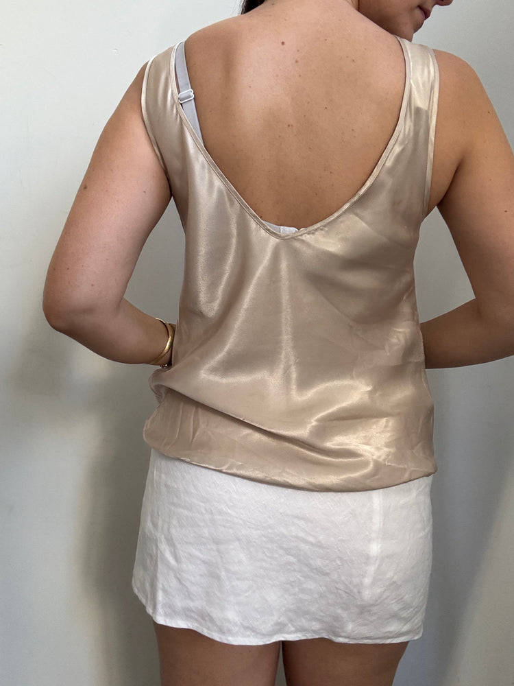 Vintage Beige Shimmer Blouse Size Medium