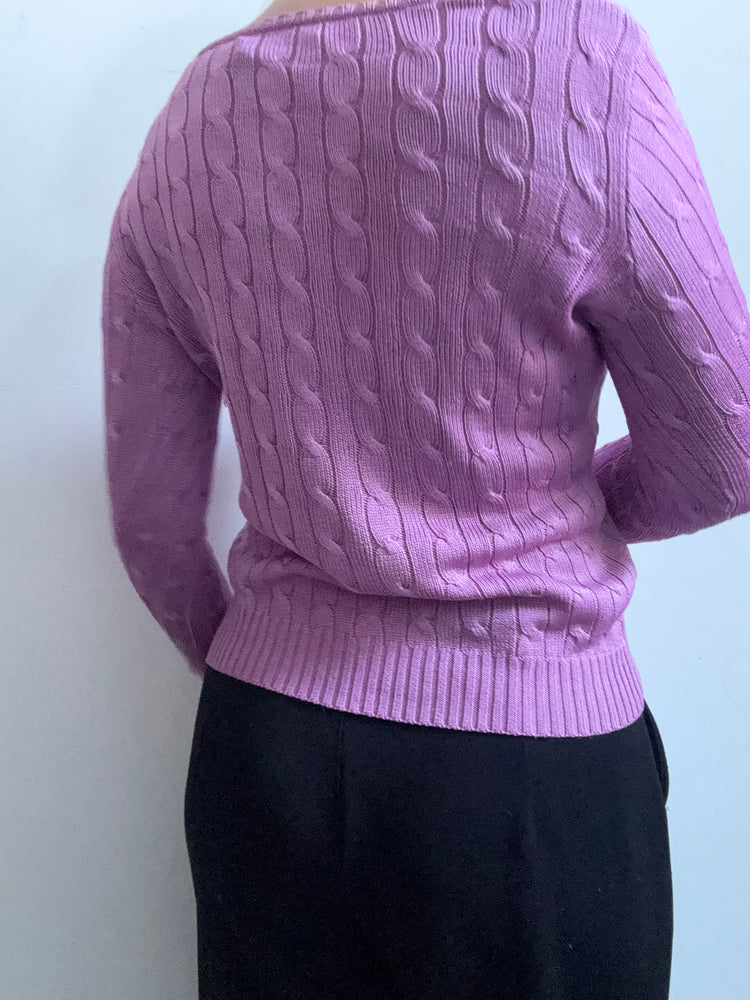 Vintage Ralph Lauren Pink Cable Knit Sweater Size S