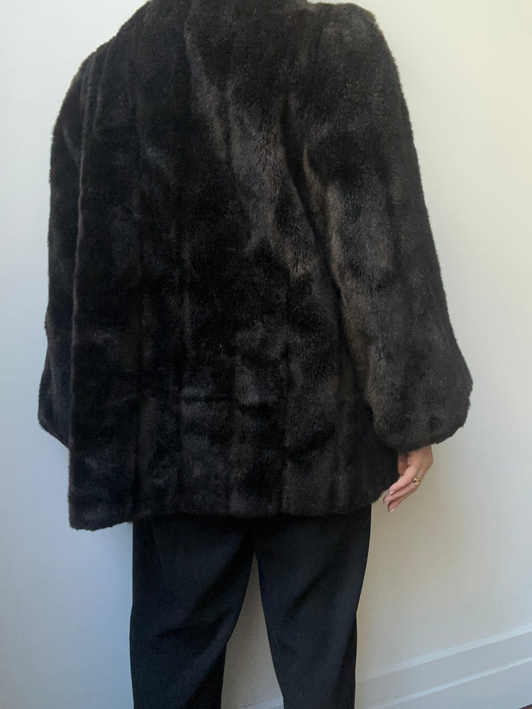 Vintage Brown Faux Fur Jacket Medium