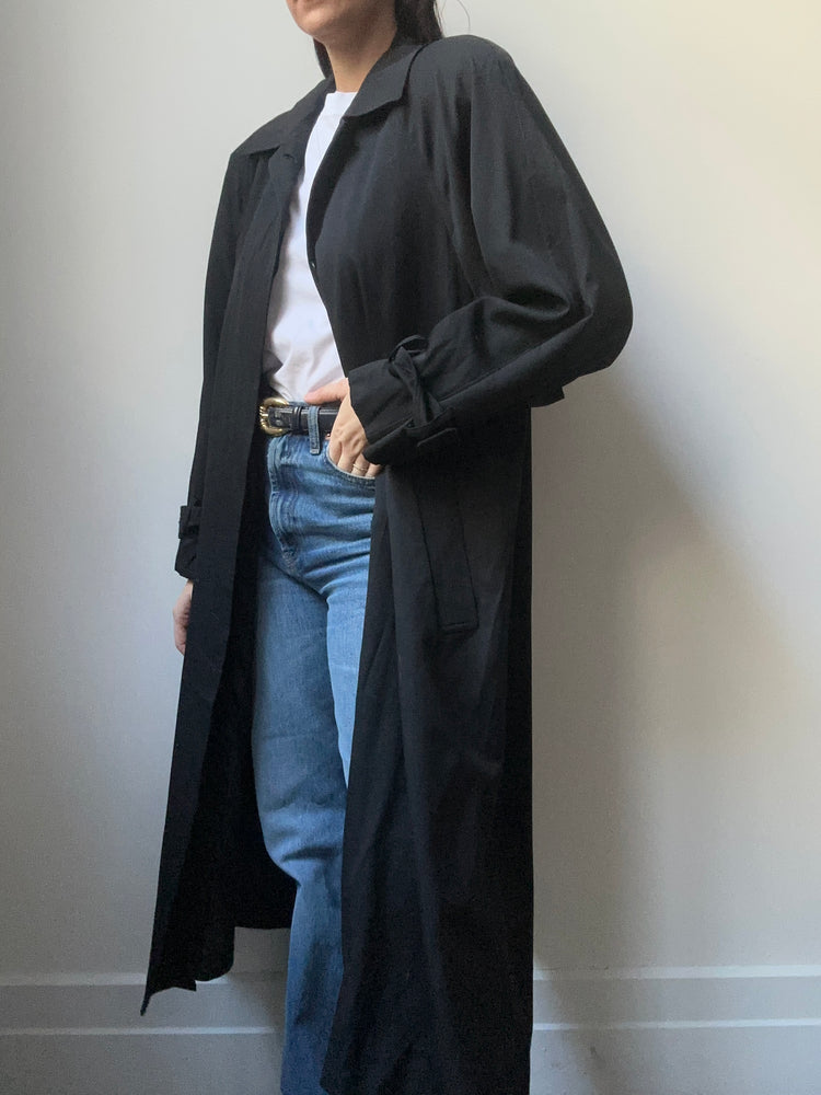 Vintage Bill Blass Black Trench Size 8