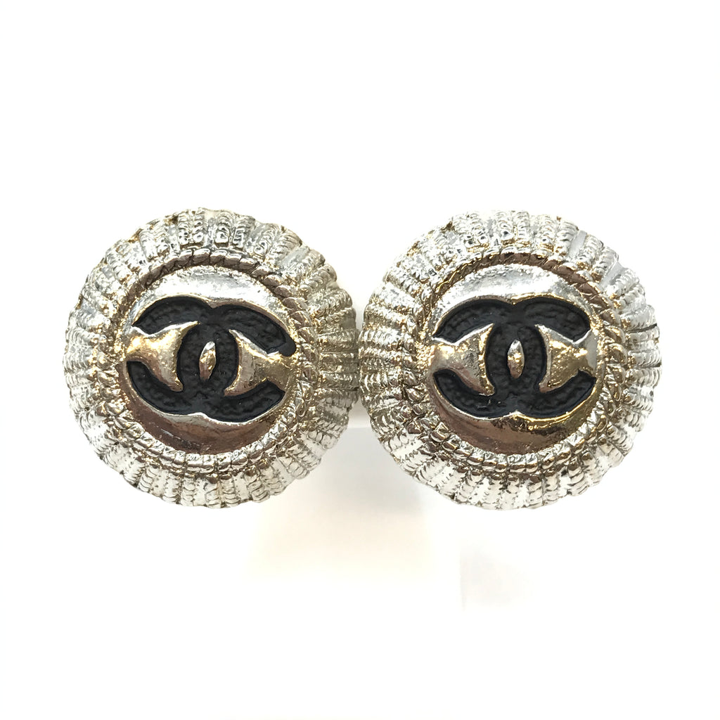 Vintage 2010 Silver and Black Chanel Earrings
