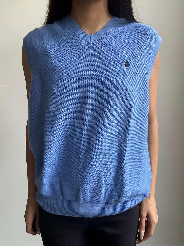 Vintage Polo Ralph Lauren Light Blue Sweater Vest Size Small