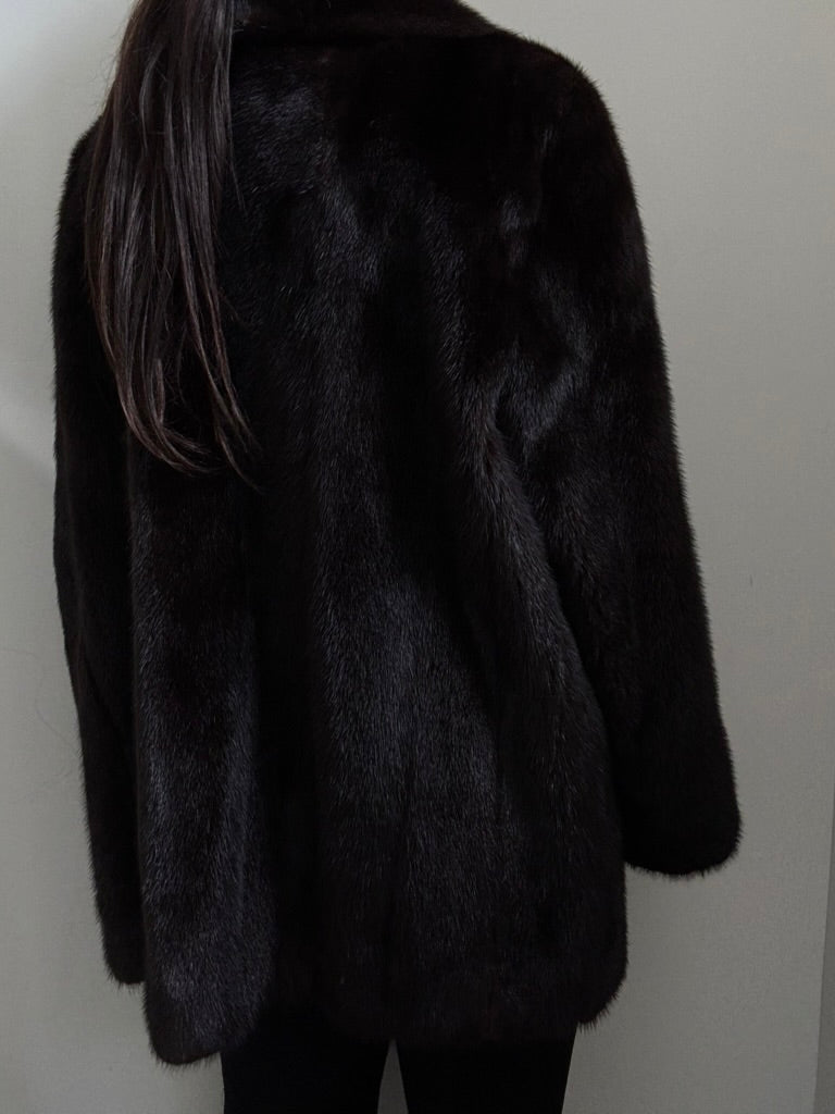 Vintage Deep Brown Mink Mid-length Jacket Size Large