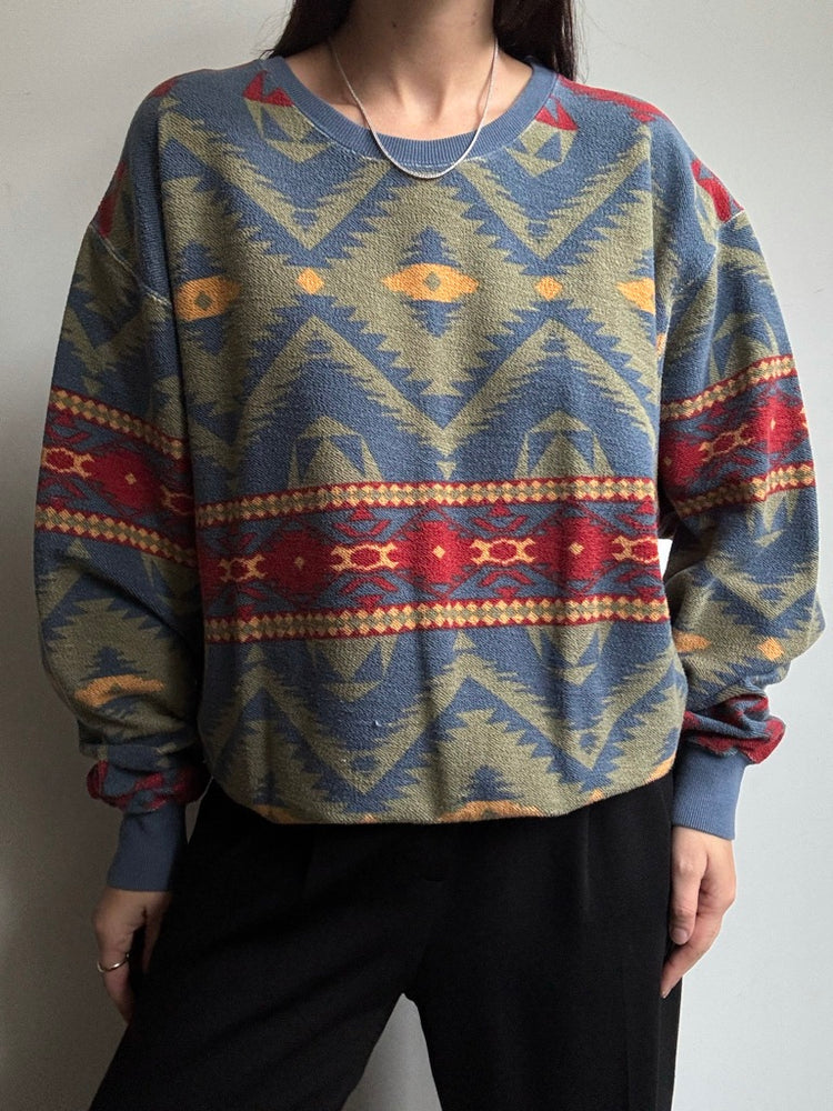 Vintage Polo Ralph Lauren Western Printed Ski Sweater Size Medium
