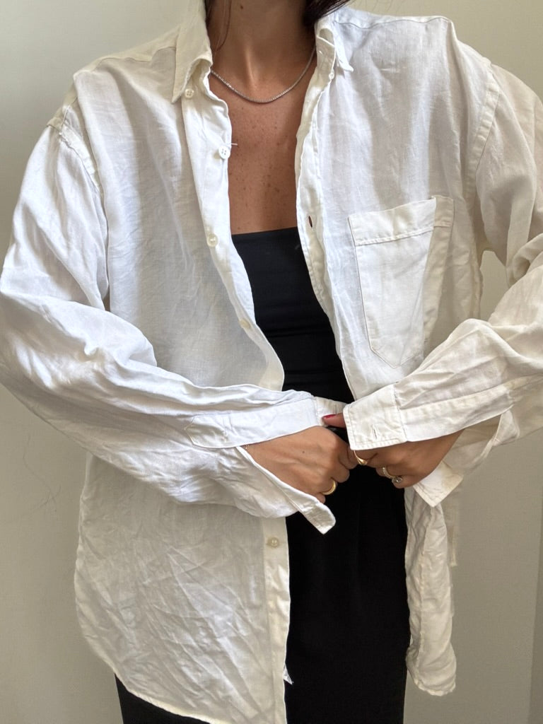 Vintage Linen Flax Blend Button-Down Size Large