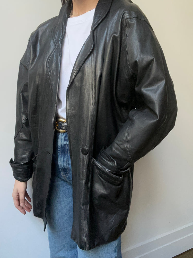 Vintage Black Leather Jacket Size Large