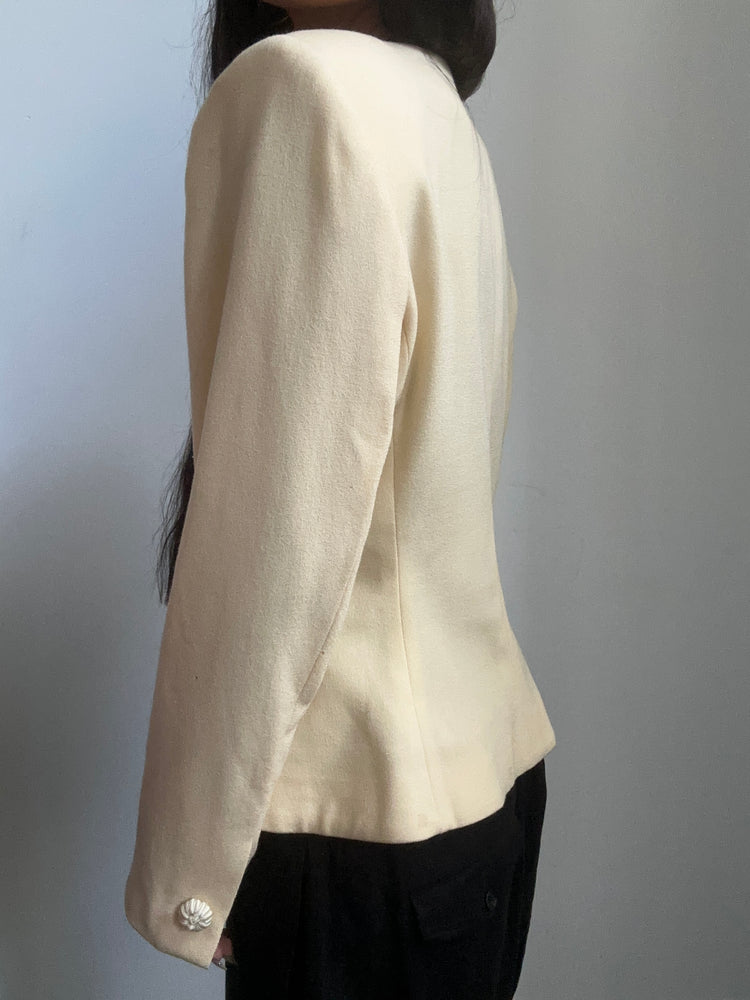 Vintage Cream Embroidered Blazer Size Small
