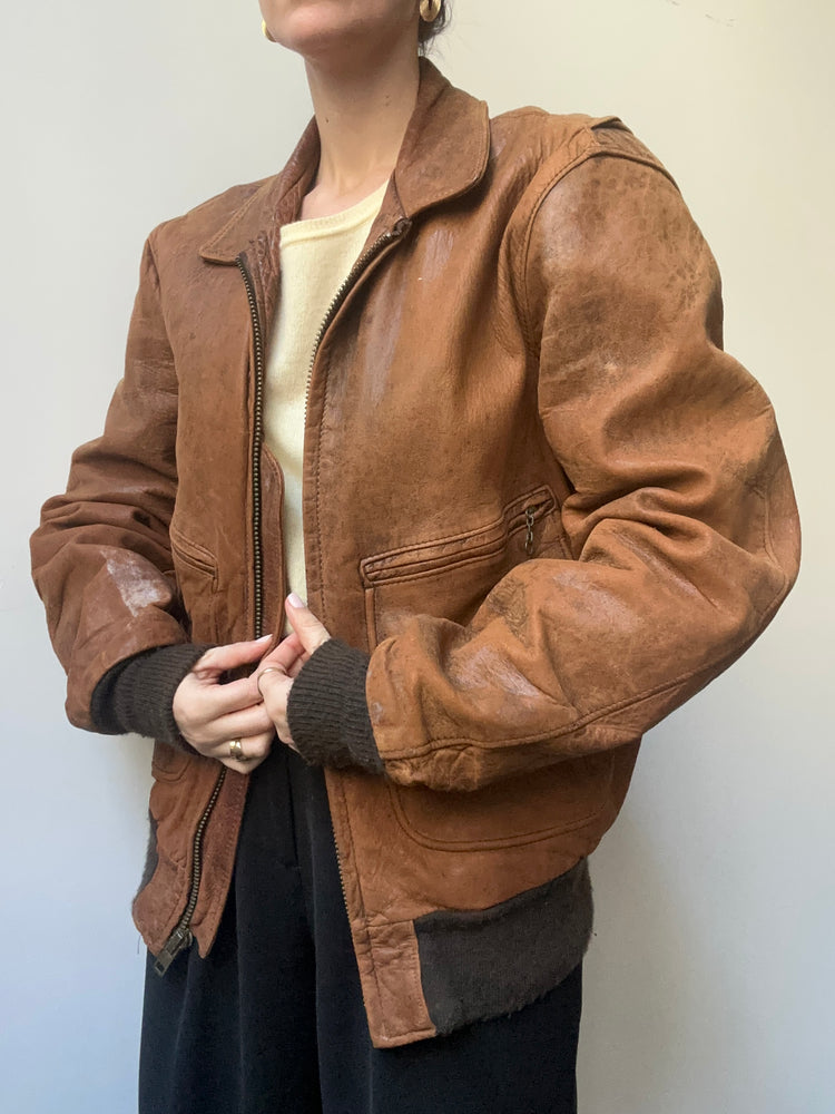 Vintage SCHOTT NYC Brown Leather Jacket Size M